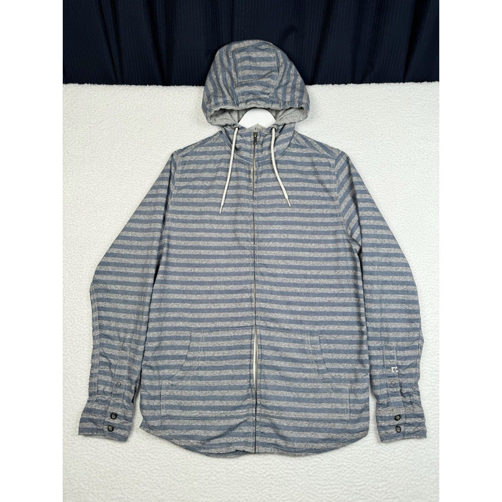 KAVU Hoodie Sripes Gray Blue - Men's Small